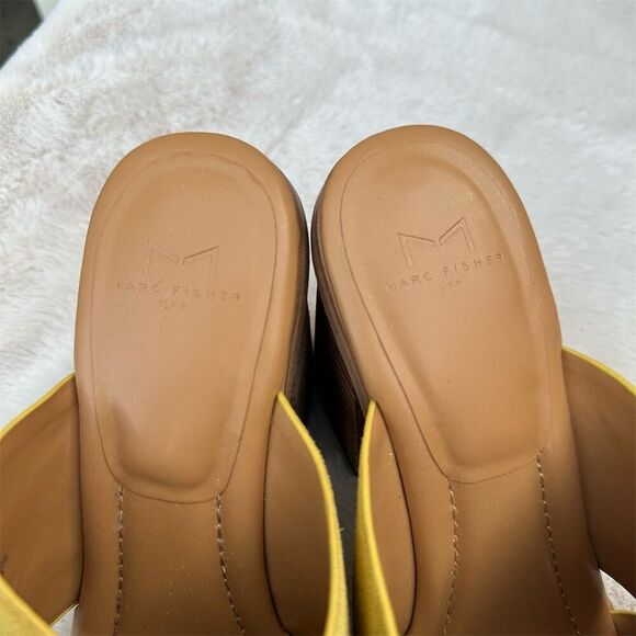 Marc Fisher Women's Barli Yellow Block Heel Sandals Size 10 - Picture 5 of 7